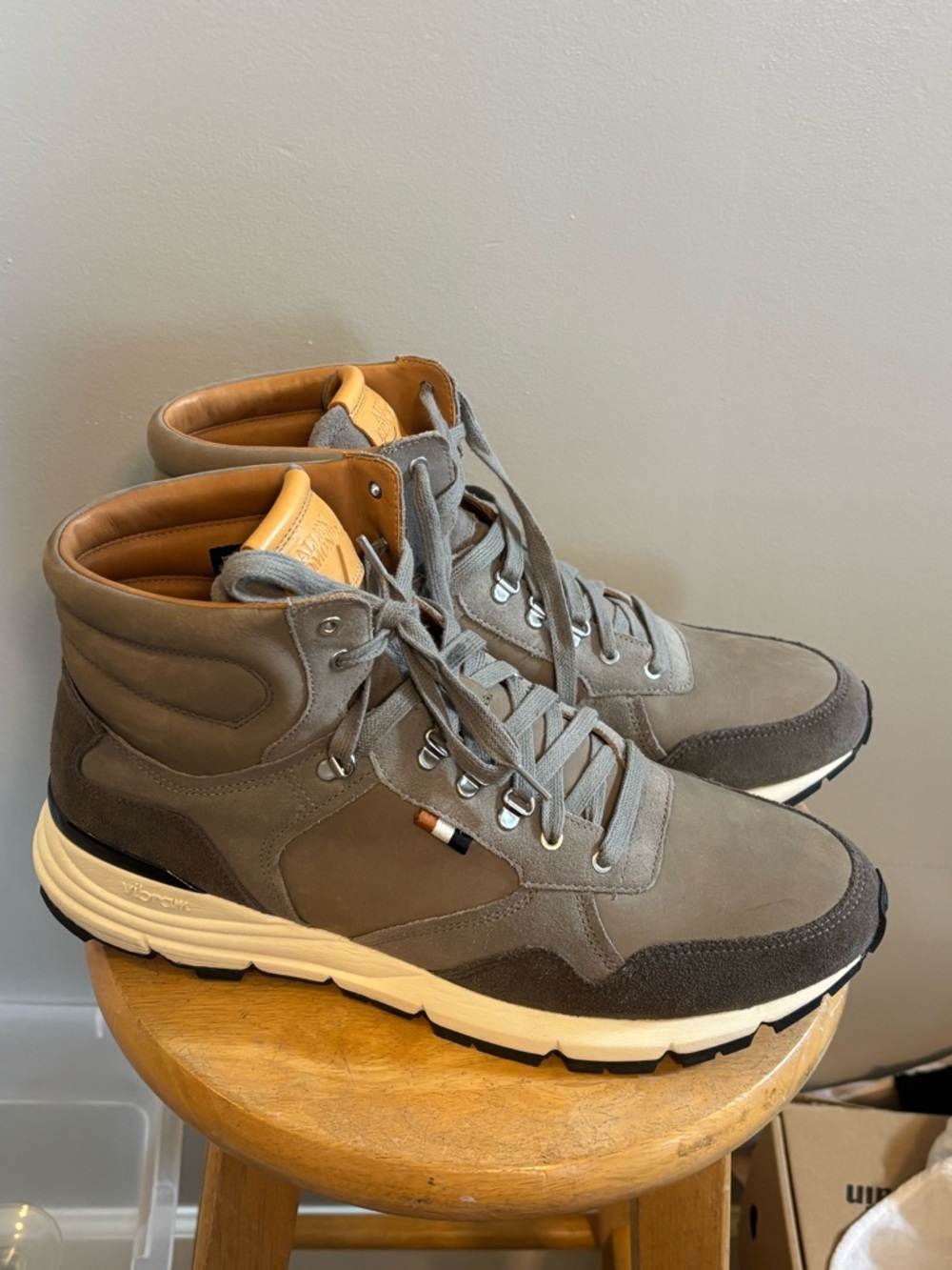 Allen Edmonds Gray Suede High-Top Boots with Tan Lining
